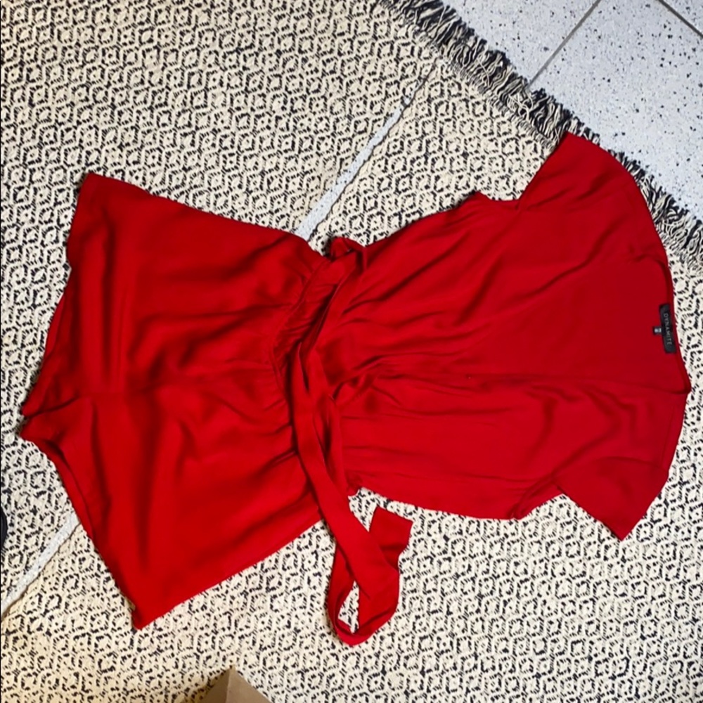 Cute red romper with belt